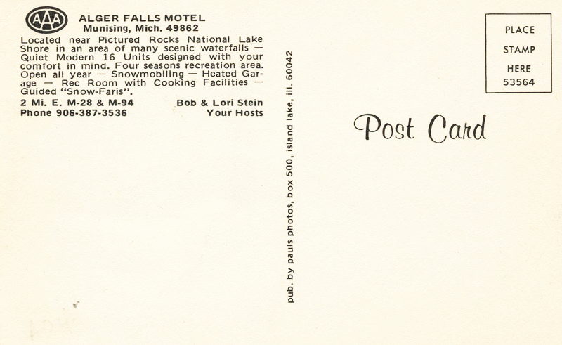 Dans Alger Falls Motel - Vintage Postcard